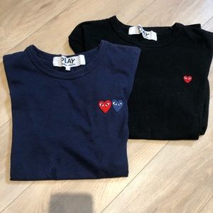 COMME DES GARÇONS PLAY T-shirts Small Black Navy